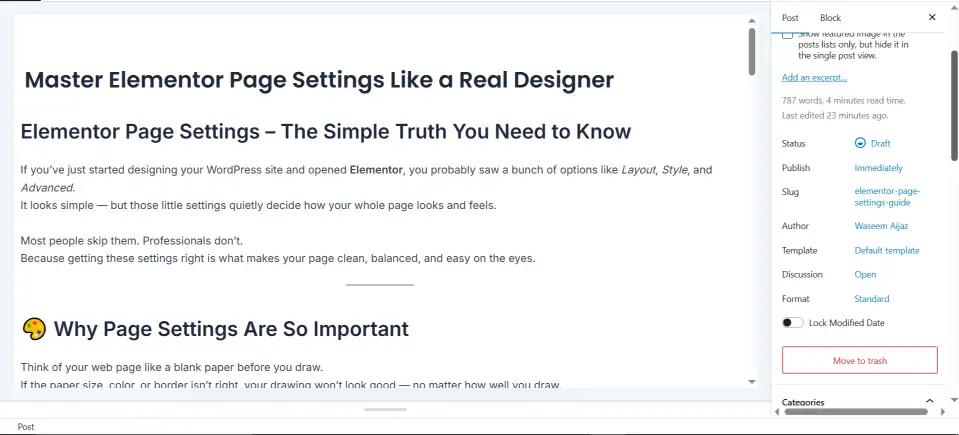Elementor Layout Tab
