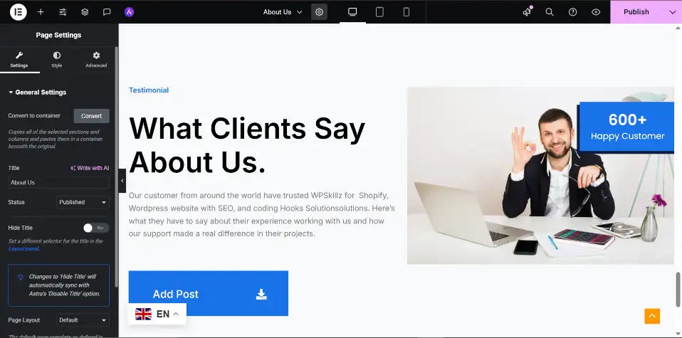 Elementor Page Settings