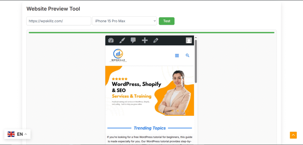 website preview on devices