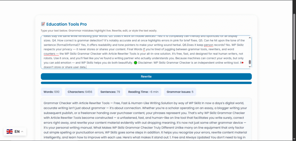 Sentence Corrector Online