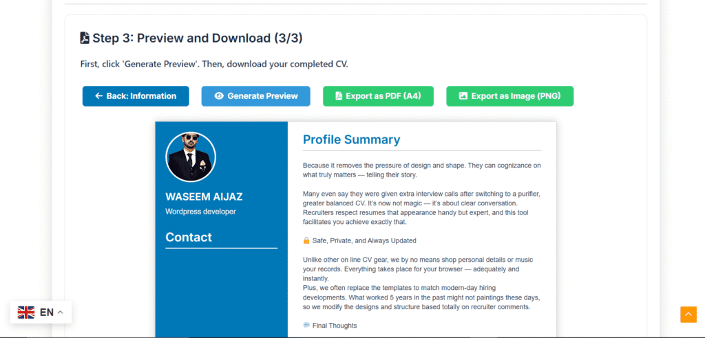 online cv maker free pdf