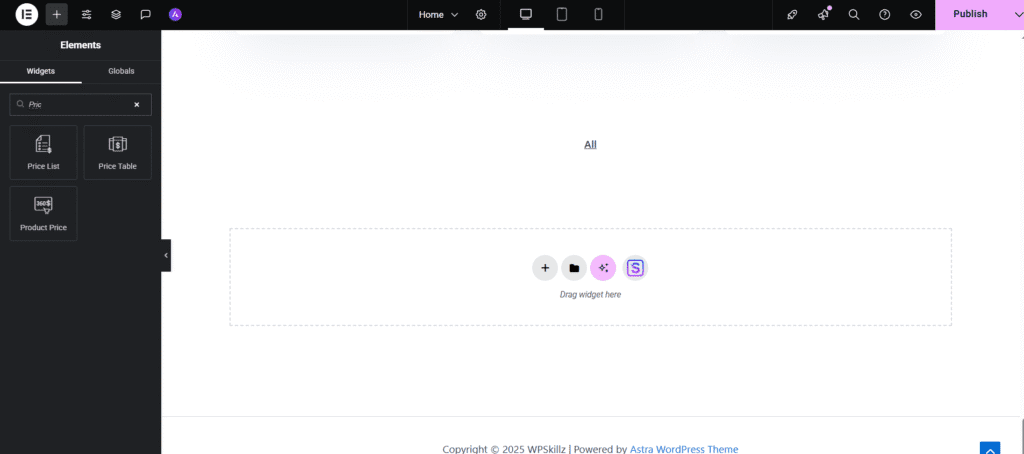 responsive pricing table elementor