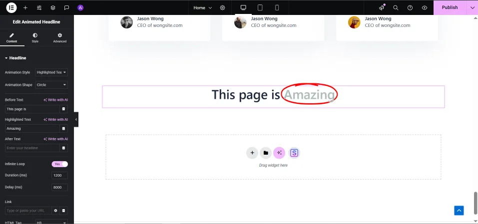 animation heading examples