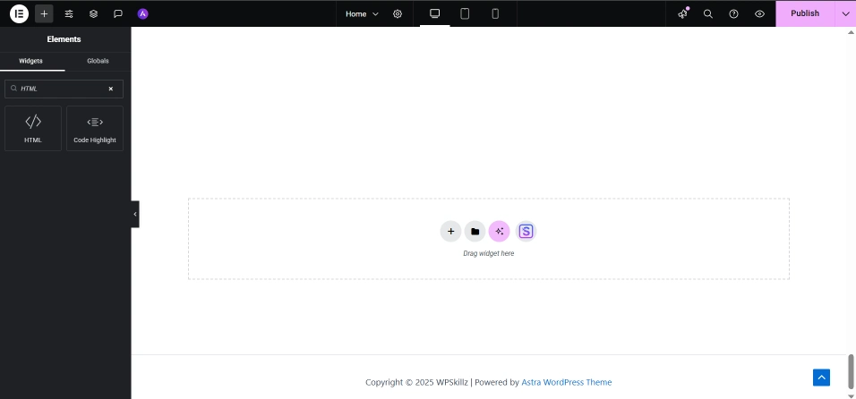 custom html elementor