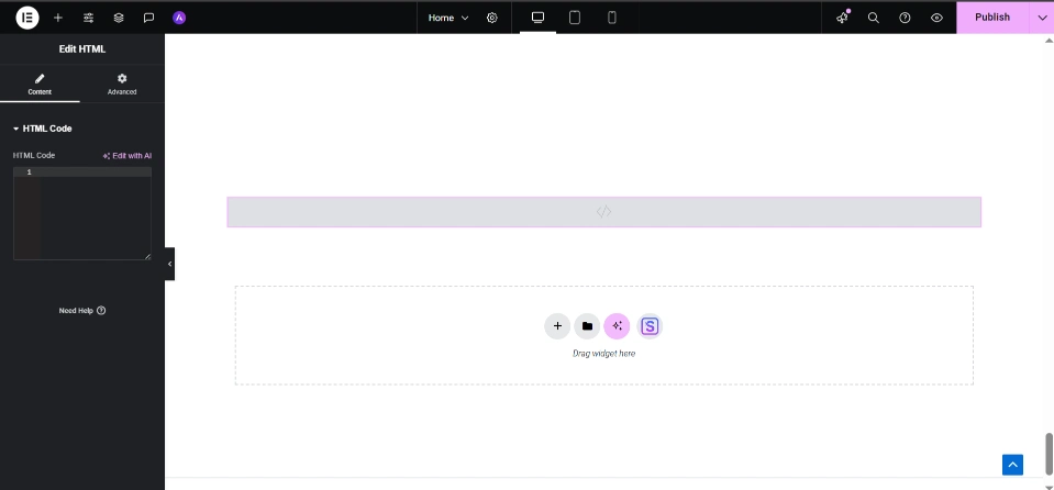 embed code elementor widget