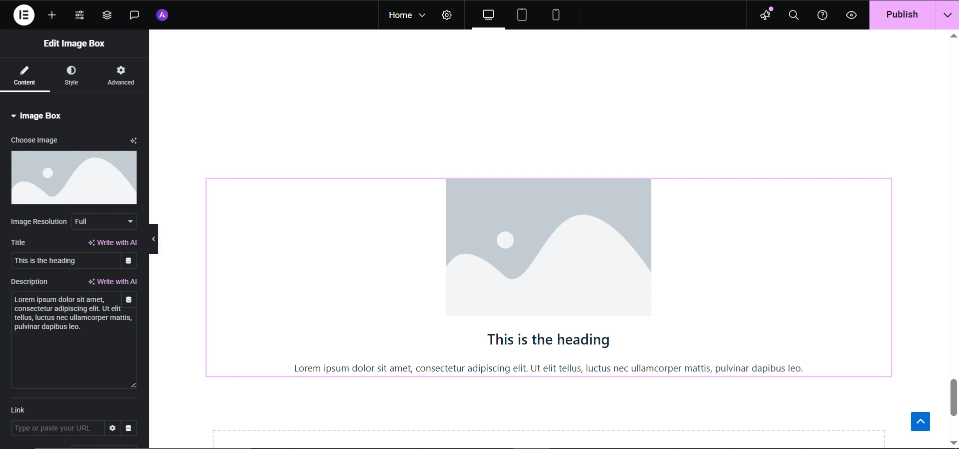 image with text elementor