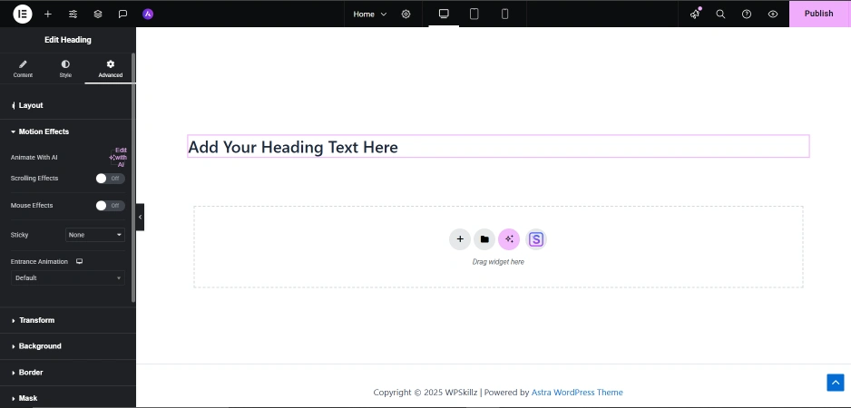 scroll animations elementor
