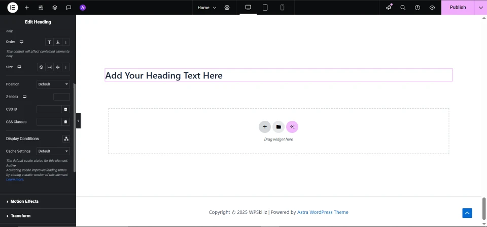 elementor absolute positioning