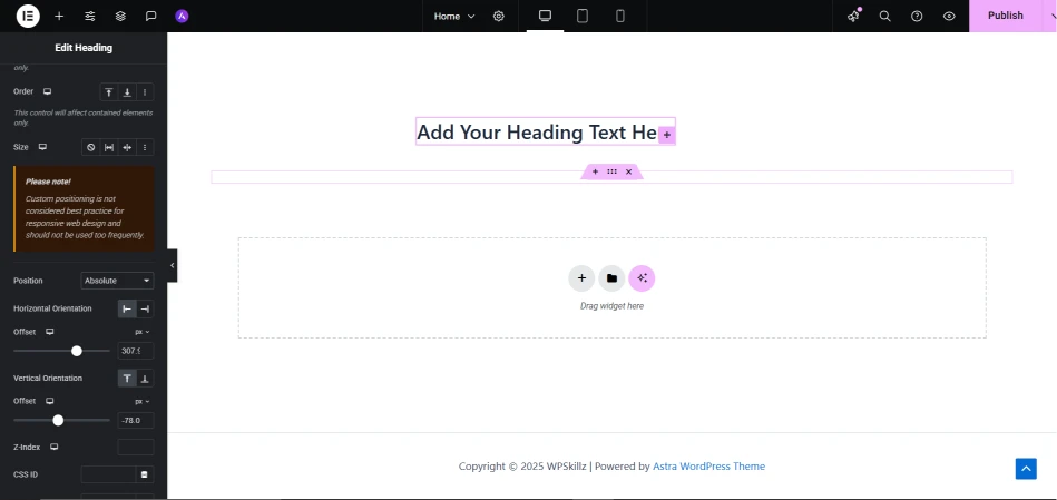 elementor sticky widget