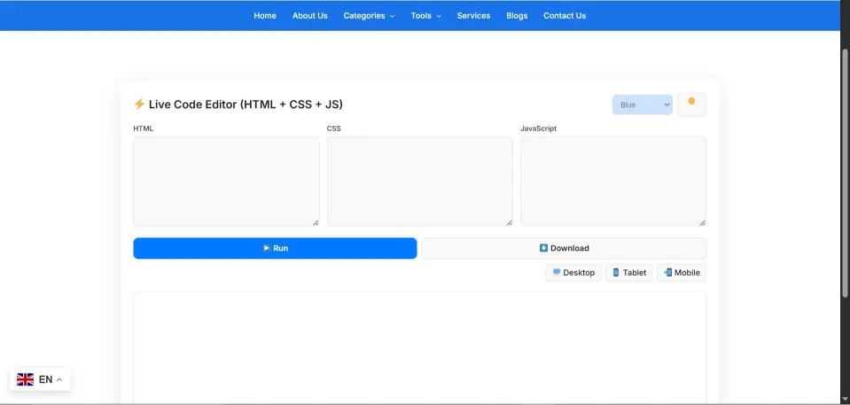online HTML CSS JavaScript editor with live preview