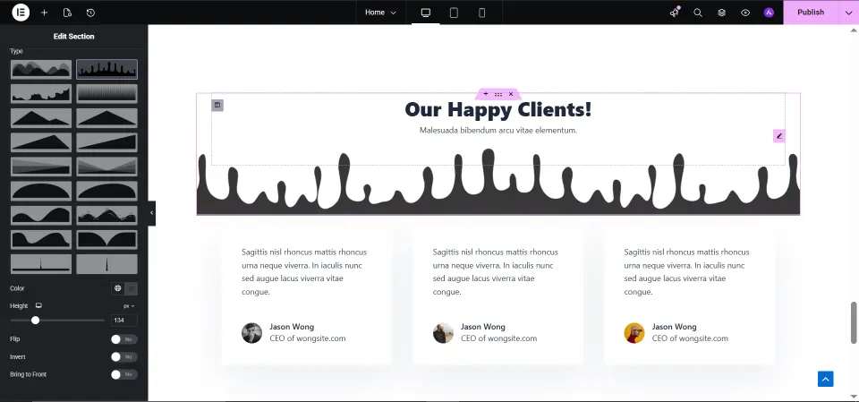 Elementor section design