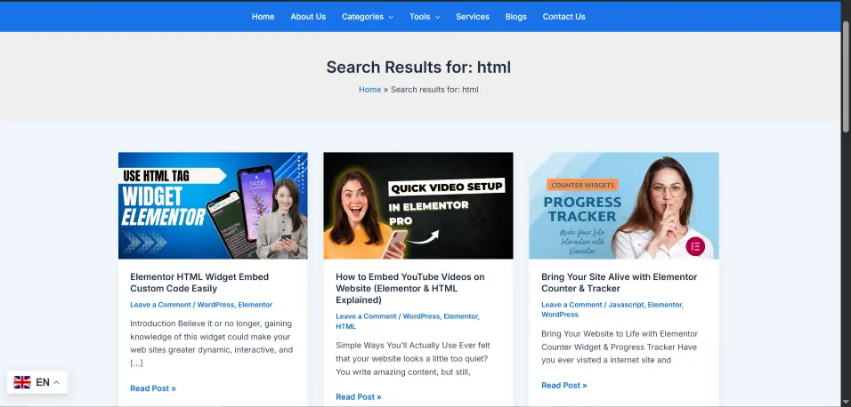 Elementor Search Widget