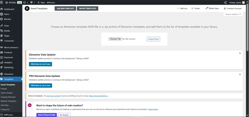 Upload JSON Elementor