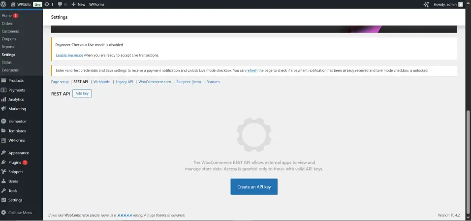 WooCommerce API Key