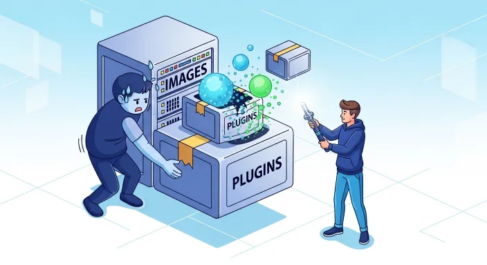 Website speed killers infographic showing heavy images and plugin overload