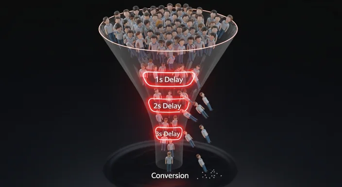 Infographic showing website conversion rate drop per second of delay